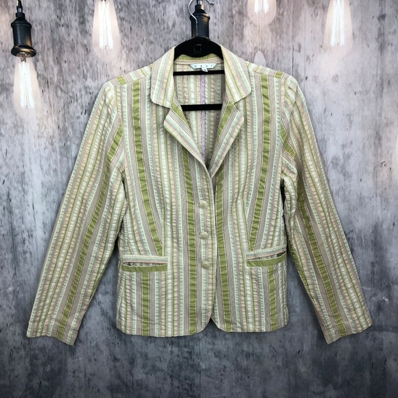 CAbi Colorful Striped Bohemian Blazer Jacket Sz 8 - Picture 1 of 8
